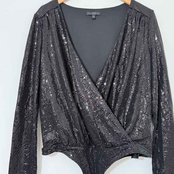 Guess Women’s Sequin Long Sleeve Body Size L Party Elegant - Picture 3 of 8